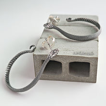Load image into Gallery viewer, Sterling Silver Realistic Textured Snake Hoops
