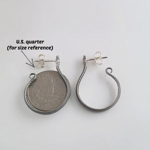 Sterling Silver Realistic Textured Snake Hoops