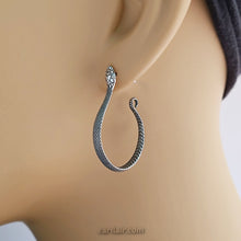 Load image into Gallery viewer, Sterling Silver Realistic Textured Snake Hoops
