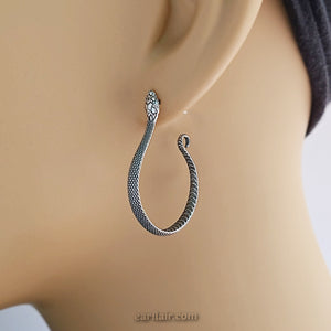 Sterling Silver Realistic Textured Snake Hoops