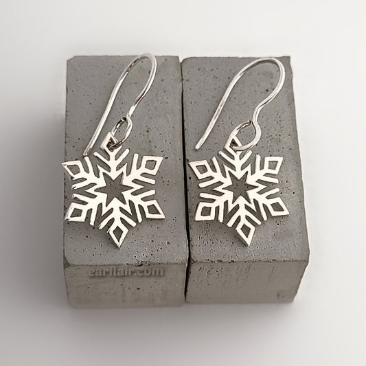Sterling Silver Snowflake Dangle Earrings -- E281