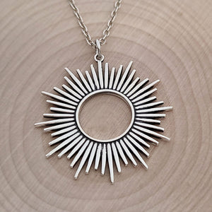 Sterling Silver Spikey Sunburst Pendant -- EF0181