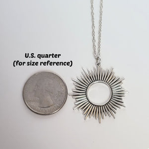 Sterling Silver Spikey Sunburst Pendant -- EF0181